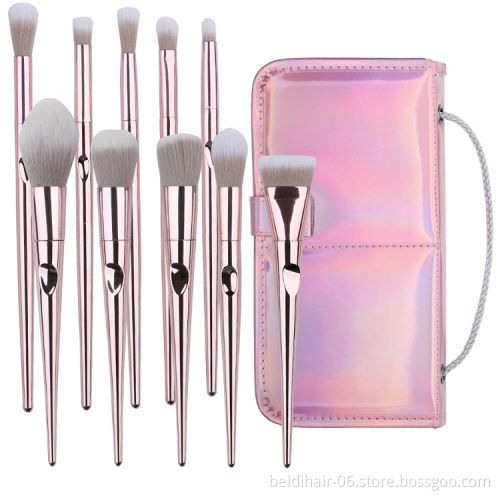 Pink Professional Makeup Brush Set With Case Makeup Brush Travel Case Private Label Custom Makeup Brush Bag